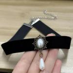 Gothic Vintage Black Velvet Choker with Charms
