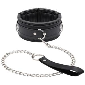Black Leather Choker Necklace for Vintage Style