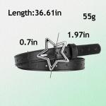 Vintage Black Leather Star Belt for Y2K Style