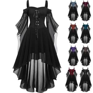 Plus Size Vintage Witch Dress with Butterfly Sleeves