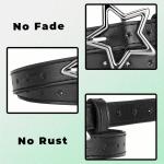 Vintage Black Leather Star Belt for Y2K Style
