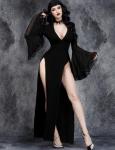 Witchy Gothic Lace Dress with High Slit
