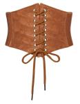 Brown Lace-Up Corset Waist Belt for Dresses