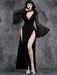 Witchy Gothic Lace Dress with High Slit