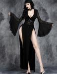 Witchy Gothic Lace Dress with High Slit