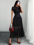 Gothic Floral Lace Midi Dress for Women