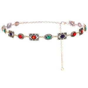 Colorful Boho Rhinestone Chain Belt for Women