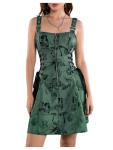 Gothic Skull Print Bodycon Mini Dress - Green