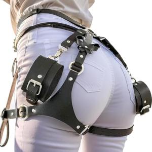 Punk Leather Thigh Harness and Garter Belt