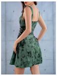 Gothic Skull Print Bodycon Mini Dress - Green