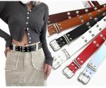 Double Grommet Studded Punk Belt with Chain
