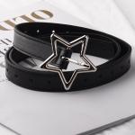 Vintage Black Leather Star Belt for Y2K Style