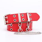 Double Grommet Studded Punk Belt with Chain