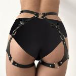Punk Leather Thigh Harness and Garter Belt