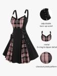 Gothic Lace Up Plaid Fit & Flare Dress