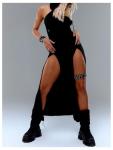 Gorglitter Women's Gothic Double Slit Hooded Dress