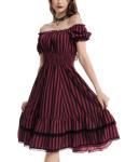 Red and Black Gothic Victorian Dress for Women