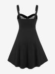 Gothic Lace Up Plaid Fit & Flare Dress