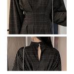 Gothic Plaid Mini Dress with Long Sleeves