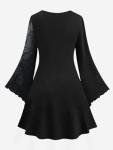 Plus Size Gothic Glitter Skulls A-Line Dress
