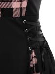 Gothic Lace Up Plaid Fit & Flare Dress