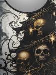 Plus Size Gothic Glitter Skulls A-Line Dress