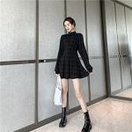 Gothic Plaid Mini Dress with Long Sleeves