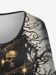 Plus Size Gothic Glitter Skulls A-Line Dress