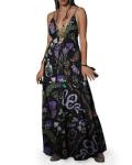 Gothic Floral Maxi Dress for Women