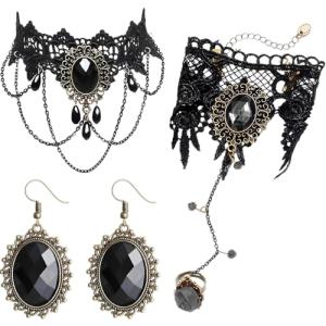 Gothic Witch Jewelry Set - Choker, Necklace, Bracelet
