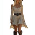 Beige Boho Cowgirl Mini Dress for Halloween