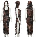 Brown Cut Out Sleeveless Maxi Dress for Parties