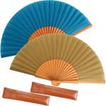 Vintage Handheld Silk Fan with Pear Wood