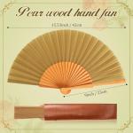 Vintage Handheld Silk Fan with Pear Wood