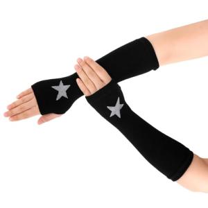 Black Knitted Fingerless Goth Arm Warmers