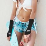Black Knitted Fingerless Goth Arm Warmers