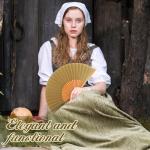 Vintage Handheld Silk Fan with Pear Wood