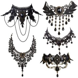 Vintage Gothic Lace Choker Necklace Set for Women