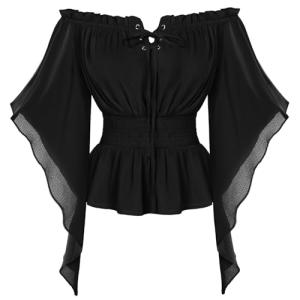 Gothic Off-Shoulder Bell Sleeve Peplum Top