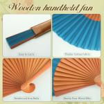 Vintage Handheld Silk Fan with Pear Wood