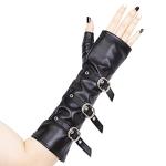 JISEN Punk Fingerless Faux Leather Arm Warmers