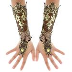 Gold Steampunk Floral Lace Fingerless Gloves