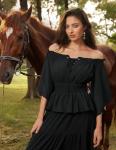 Gothic Off-Shoulder Bell Sleeve Peplum Top