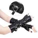 JISEN Punk Fingerless Faux Leather Arm Warmers
