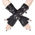JISEN Punk Fingerless Faux Leather Arm Warmers