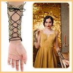 Gold Steampunk Floral Lace Fingerless Gloves