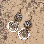 Unique Vintage Steampunk Gear Earrings for Women