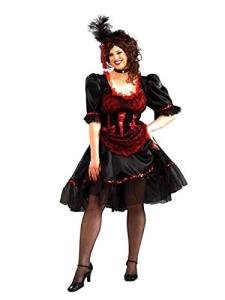 Plus Size Vintage Saloon Girl Costume in Red