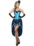 Blue Burlesque Dancer Costume, Size S (6-8)
