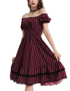 Red and Black Gothic Victorian Dress for Women